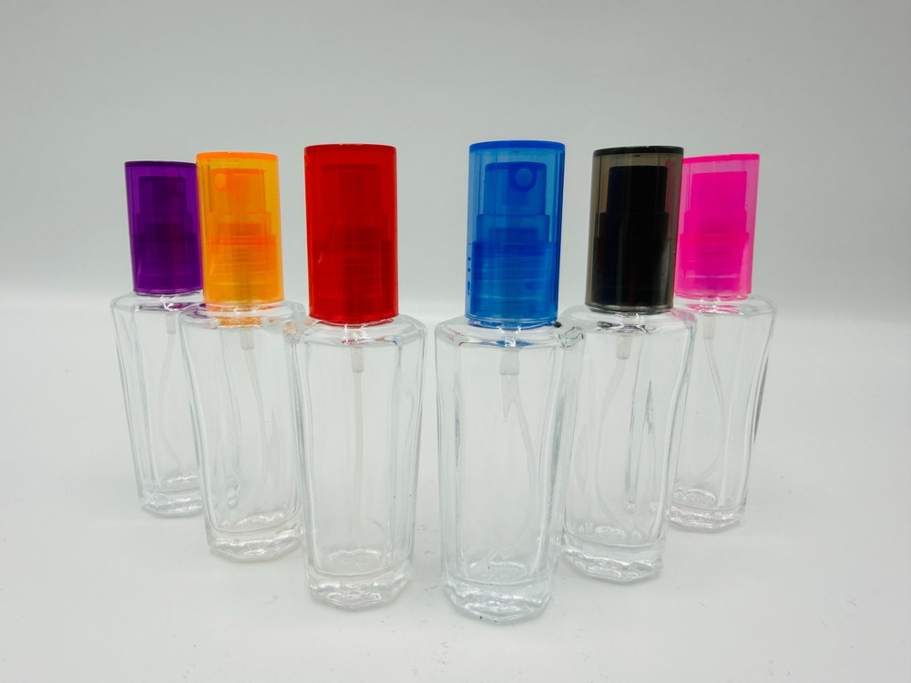 شیشه عطر 15 میل مخروطی شفاف درب رنگی پلاستیکی کد 459